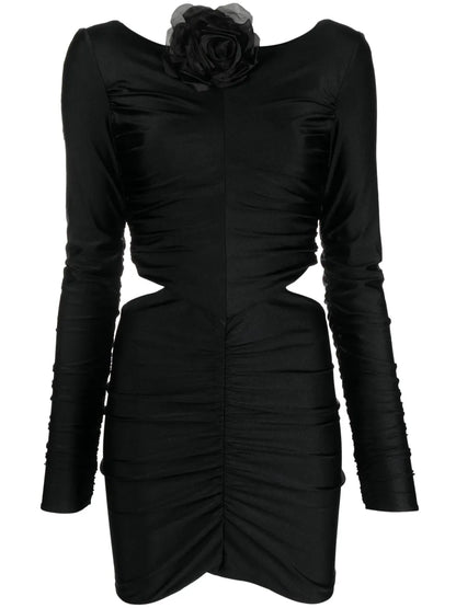 Floral-Appliqué Cut-Out Minidress