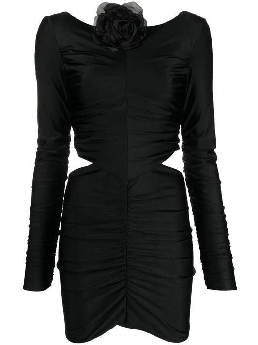 Floral-Appliqué Cut-Out Minidress