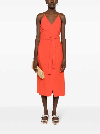 Wraparound Belted Midi Dress