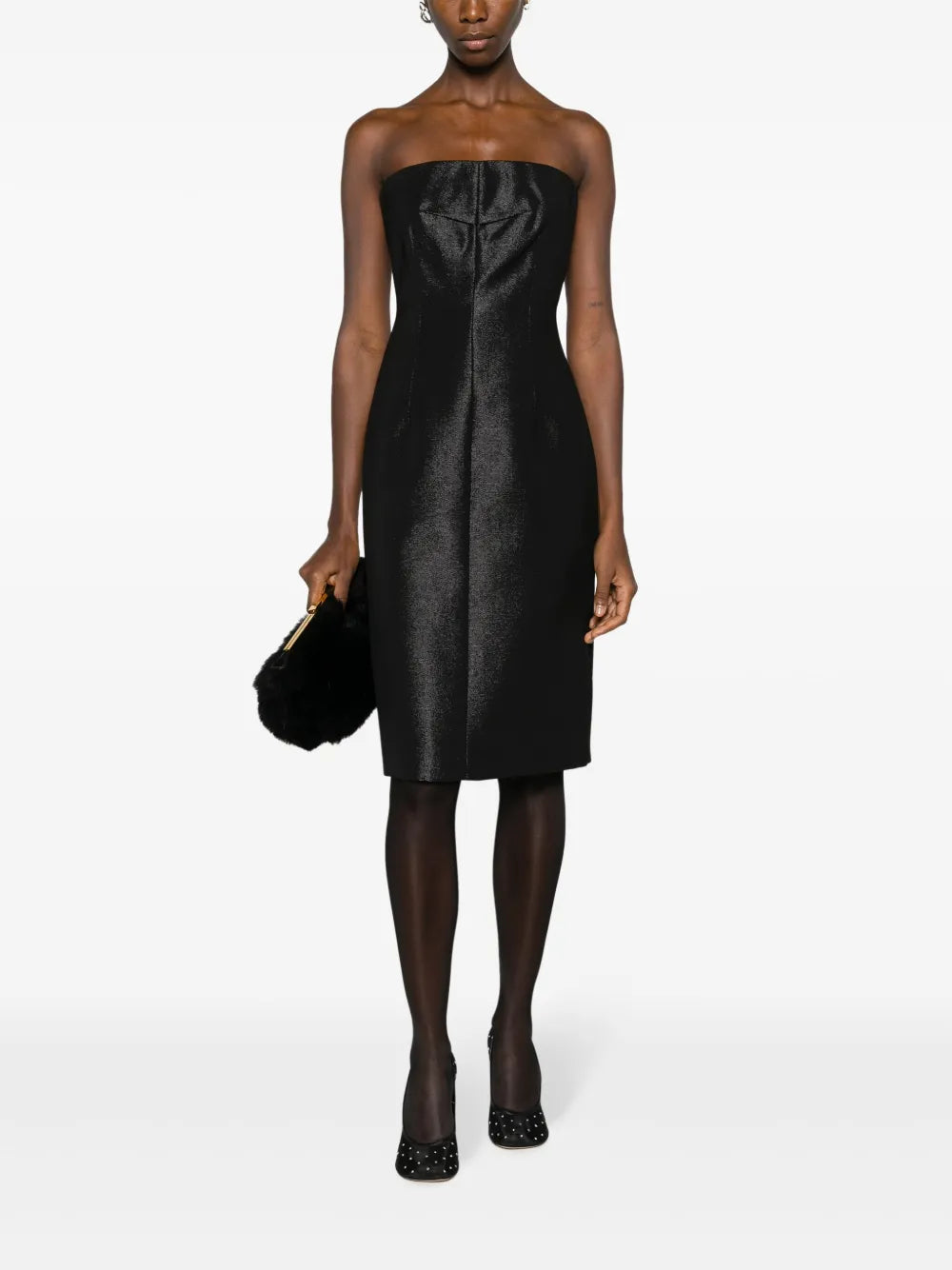 Bustier-Style Metallic-Effect Dress