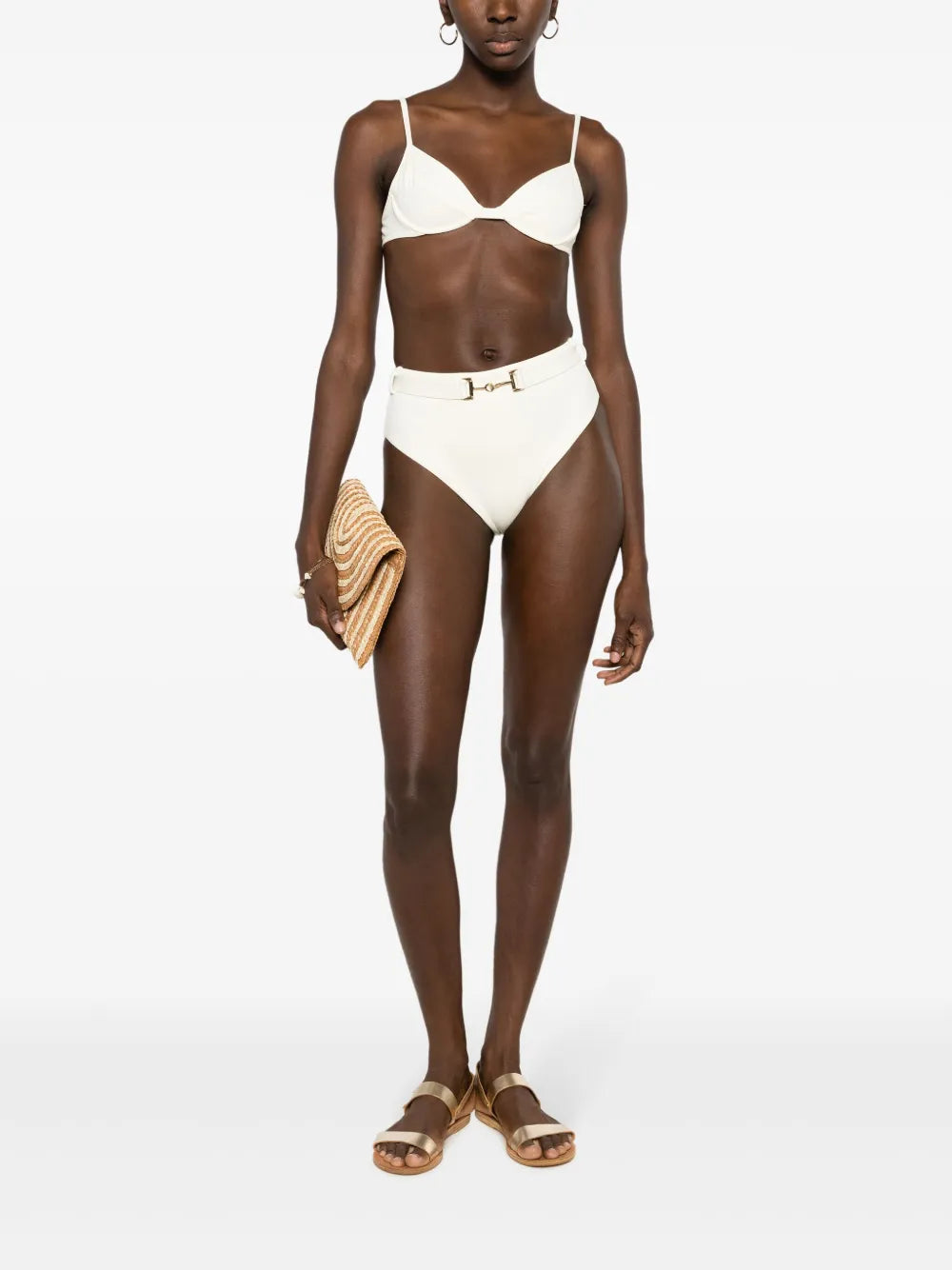 Sweetheart-Neck Clasp-Fastening Bikini Top