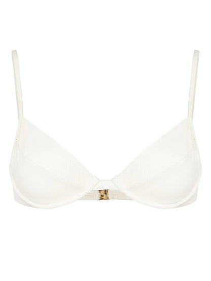 Sweetheart-Neck Clasp-Fastening Bikini Top