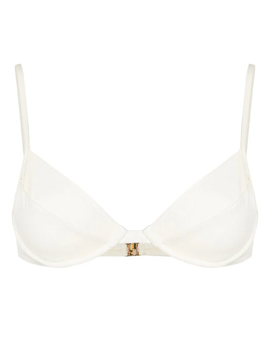 Sweetheart-Neck Clasp-Fastening Bikini Top