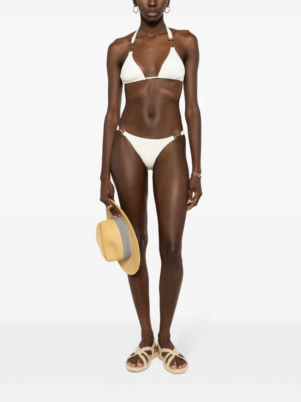 High-Cut Textured Bikini Bottoms