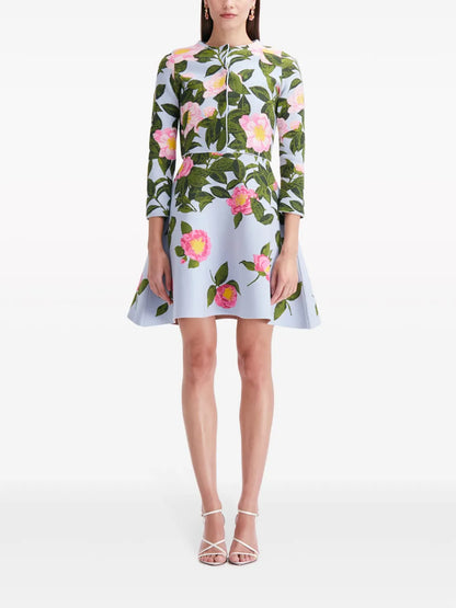 Camellia Floral-Jacquard Cardigan