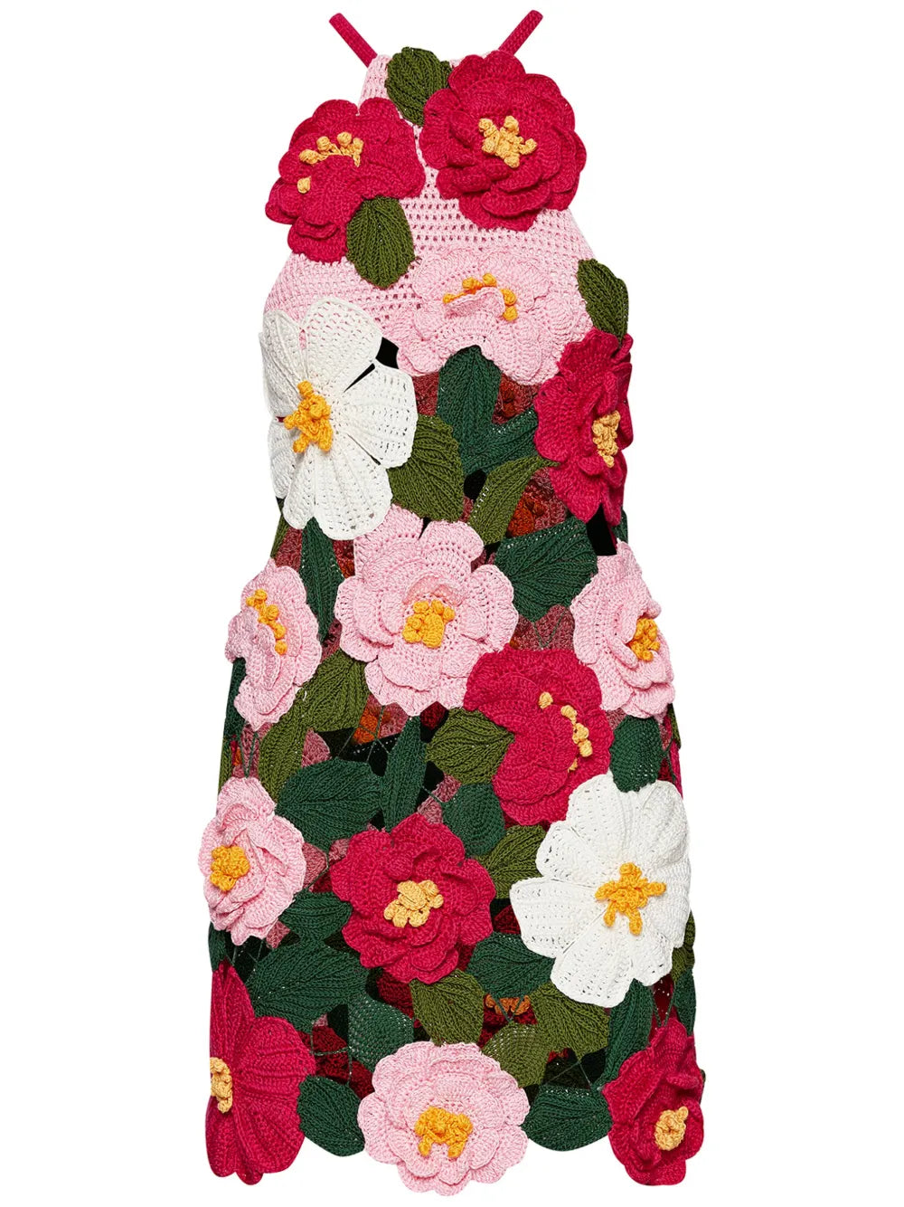 Camellia Crochet-Knit Halterneck Minidress