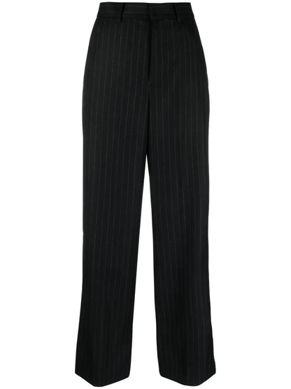 Pinstripe Wool Cropped Trousers
