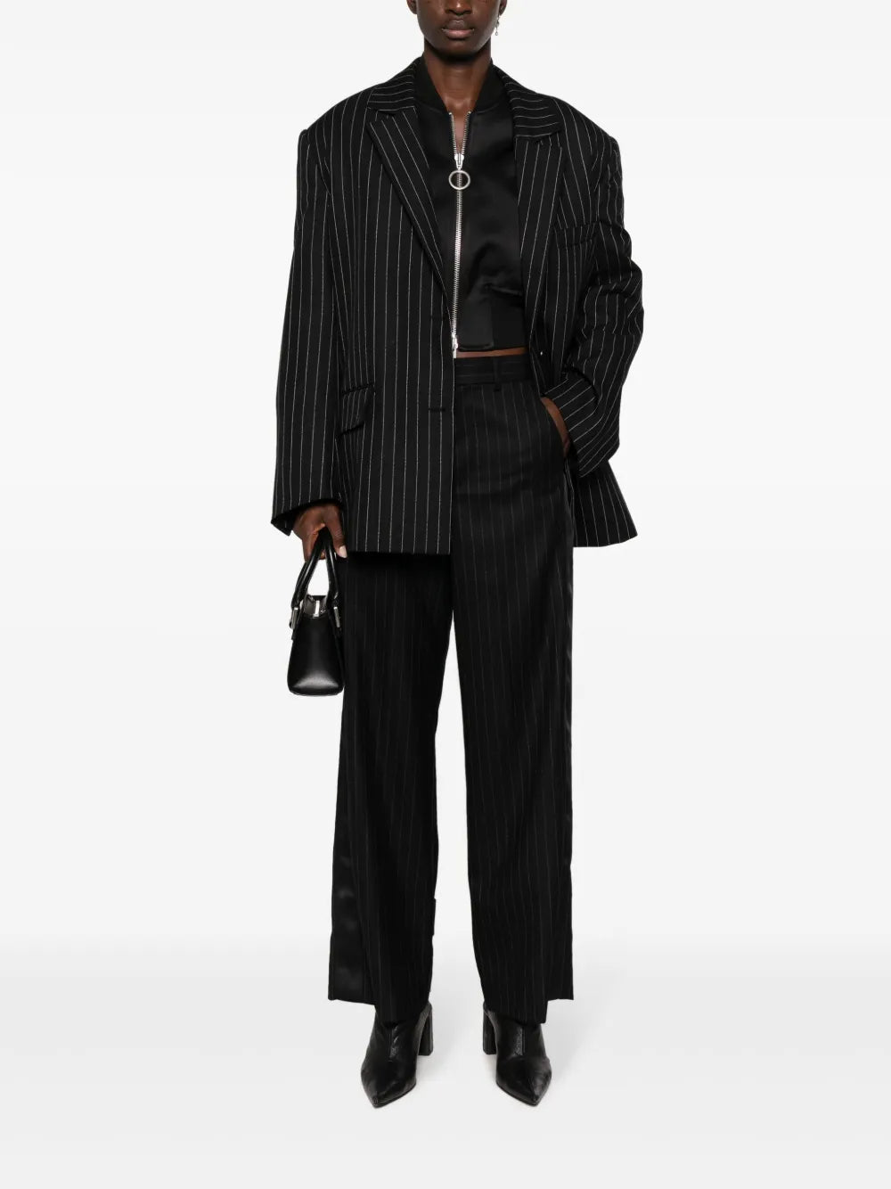 Pinstripe Wool Cropped Trousers