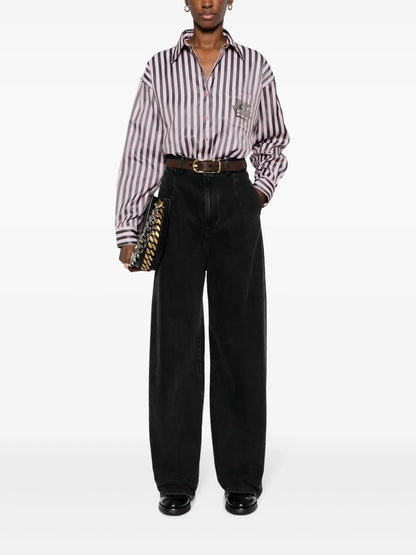 Pegaso-Embroidered Striped Shirt