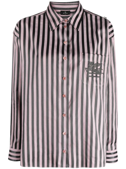 Pegaso-Embroidered Striped Shirt