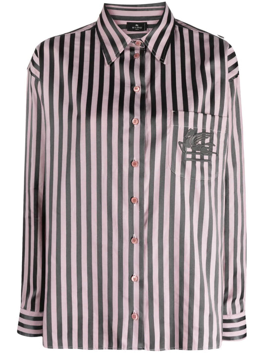 Pegaso-Embroidered Striped Shirt