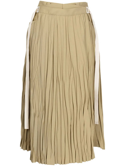 Pleated Wrap Midi Skirt