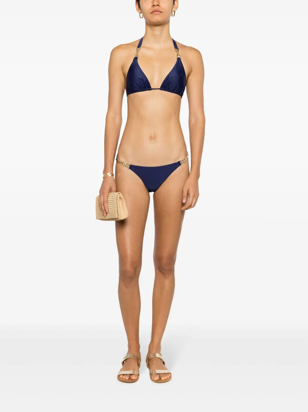 Chain-Link Detailing Triangle-Shape Bikini Top