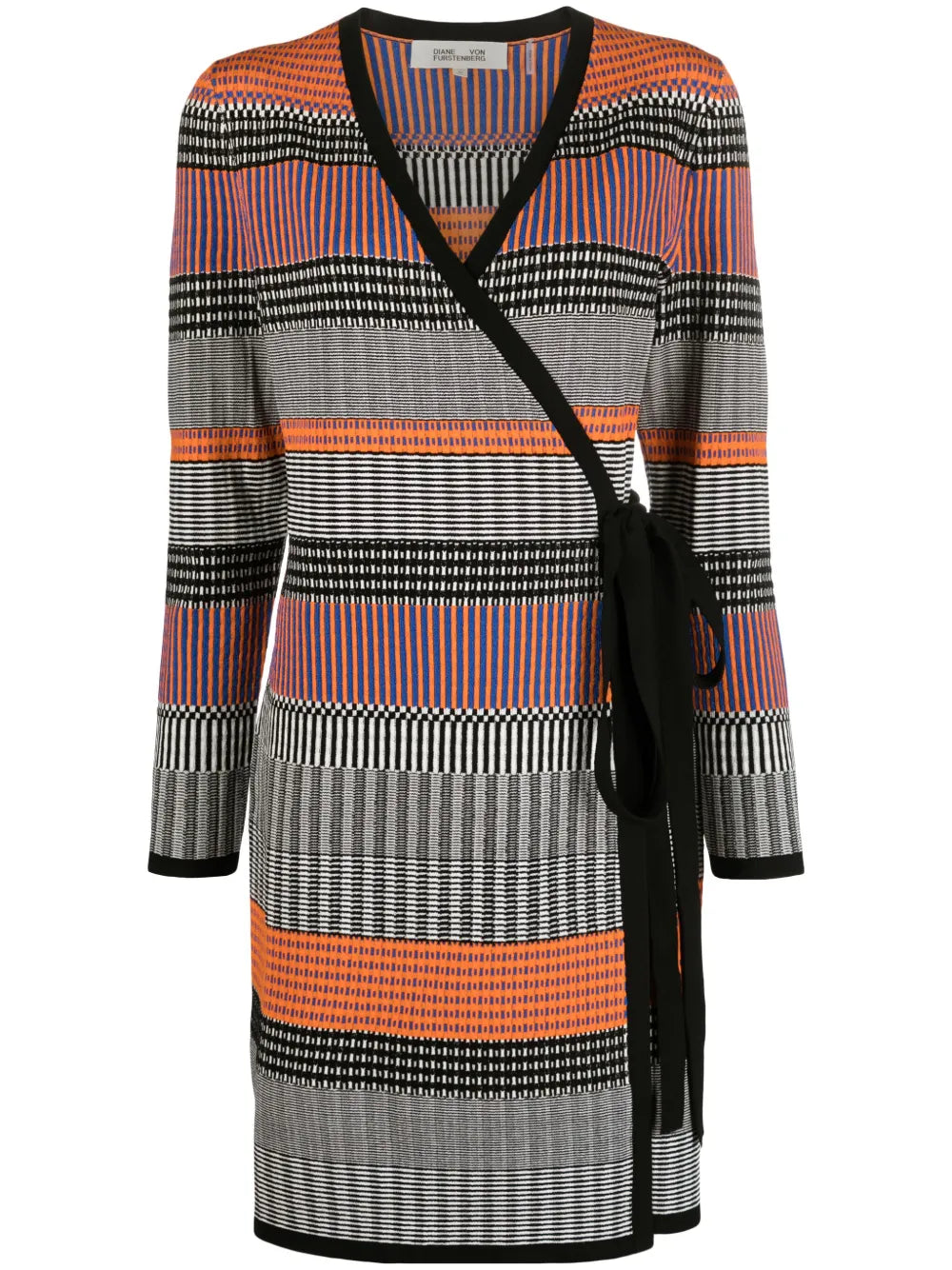 Brigid Geometric-Pattern Ribbed-Knit Wrap Dress