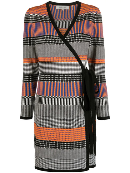 Brigid Geometric-Pattern Ribbed-Knit Wrap Dress