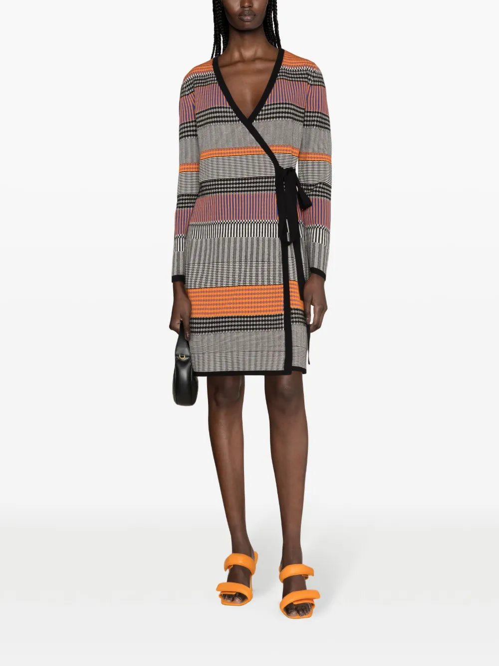 Brigid Geometric-Pattern Ribbed-Knit Wrap Dress