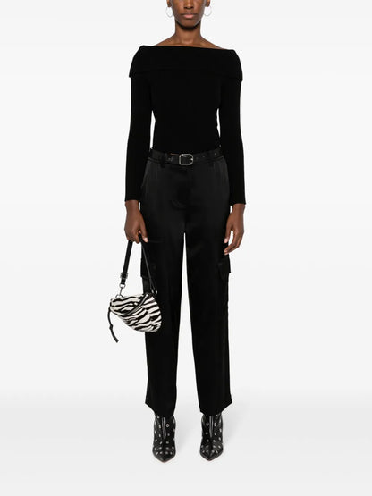 Satin-Finish Tapered-Leg Trousers