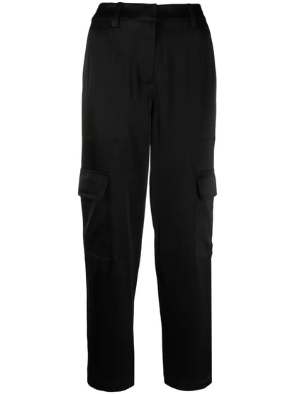 Satin-Finish Tapered-Leg Trousers