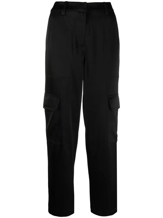 Satin-Finish Tapered-Leg Trousers