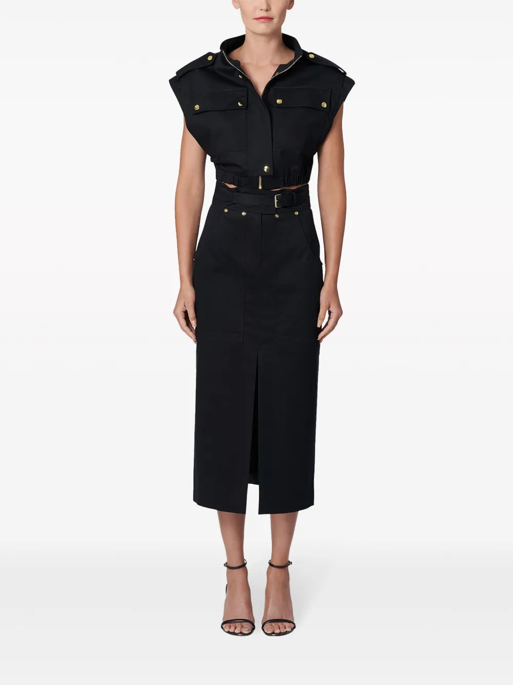 Zip-Up Cropped Cargo Gilet