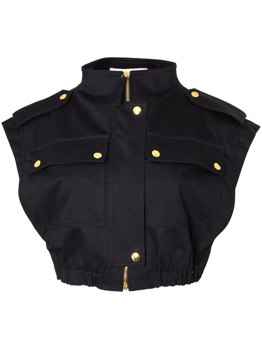 Zip-Up Cropped Cargo Gilet