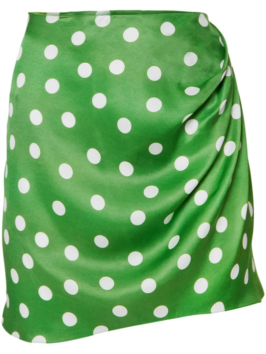 Polka-Dot Print Ruched Skirt