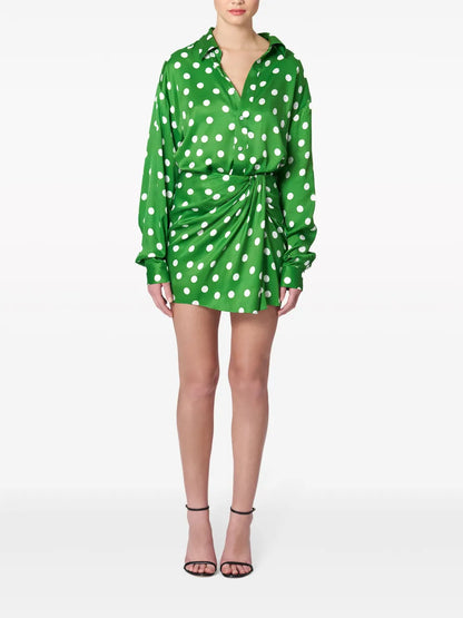 Polka-Dot Print Ruched Skirt