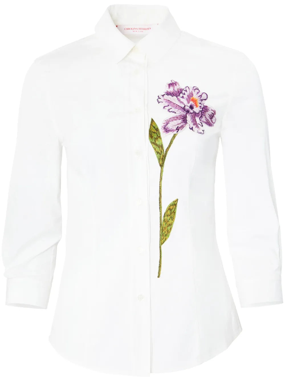 Floral-Embroidered Cotton Shirt