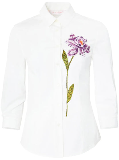 Floral-Embroidered Cotton Shirt