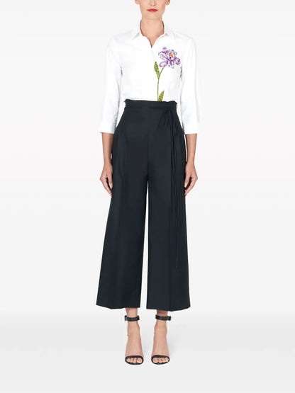 Floral-Embroidered Cotton Shirt