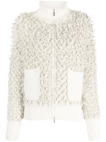 Sequin-Embellihsed Fleece Cardigan