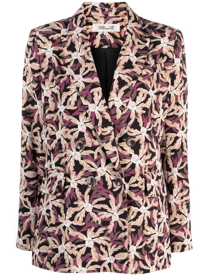 Gloria Floral-Pattern Double-Breasted Blazer