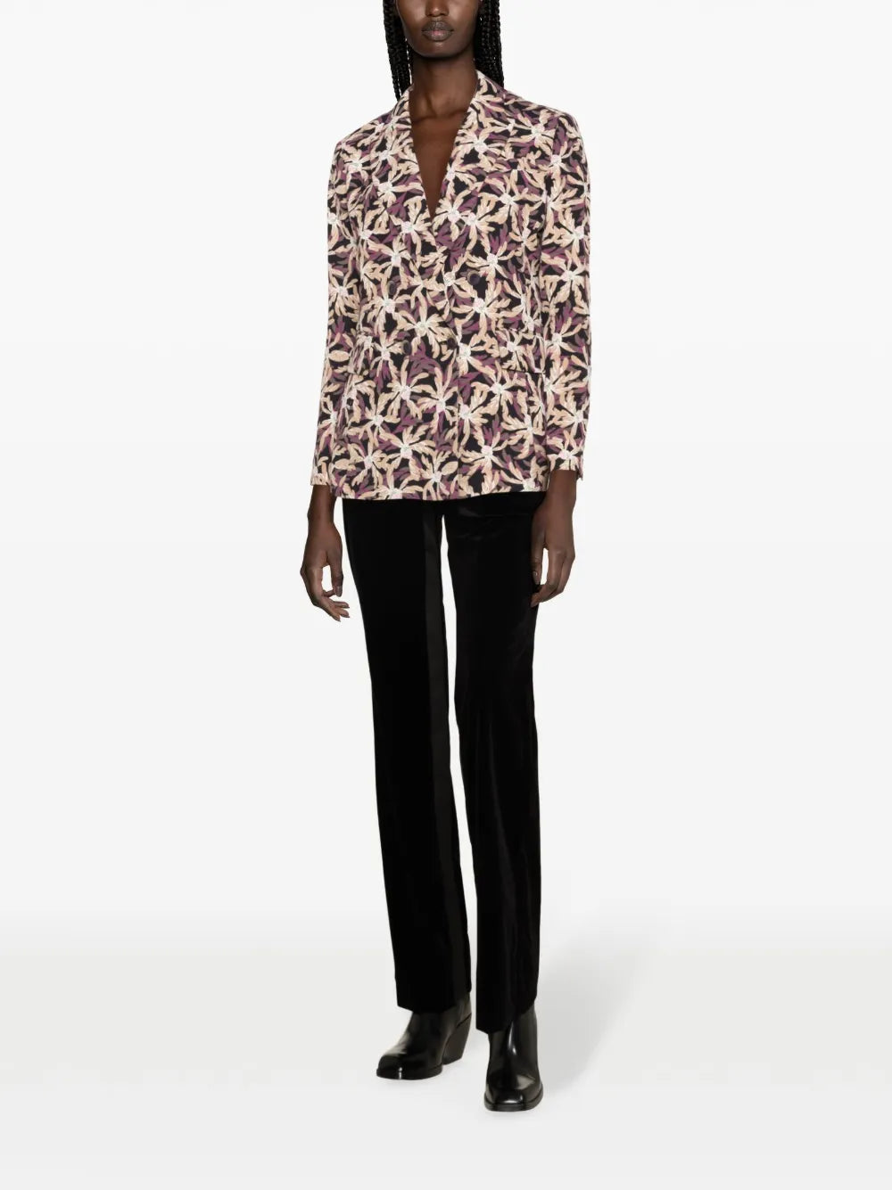 Gloria Floral-Pattern Double-Breasted Blazer