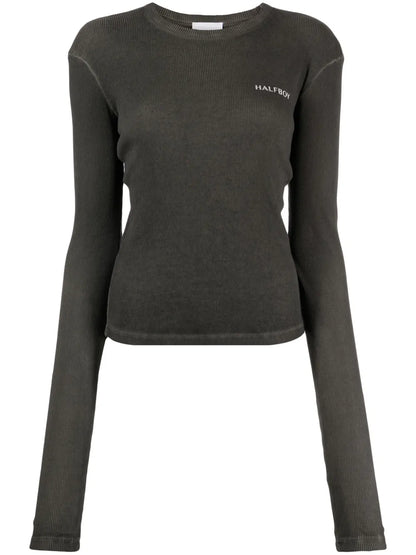 Logo-Print Ribbed Cotton T-Shirt