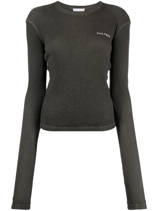Logo-Print Ribbed Cotton T-Shirt