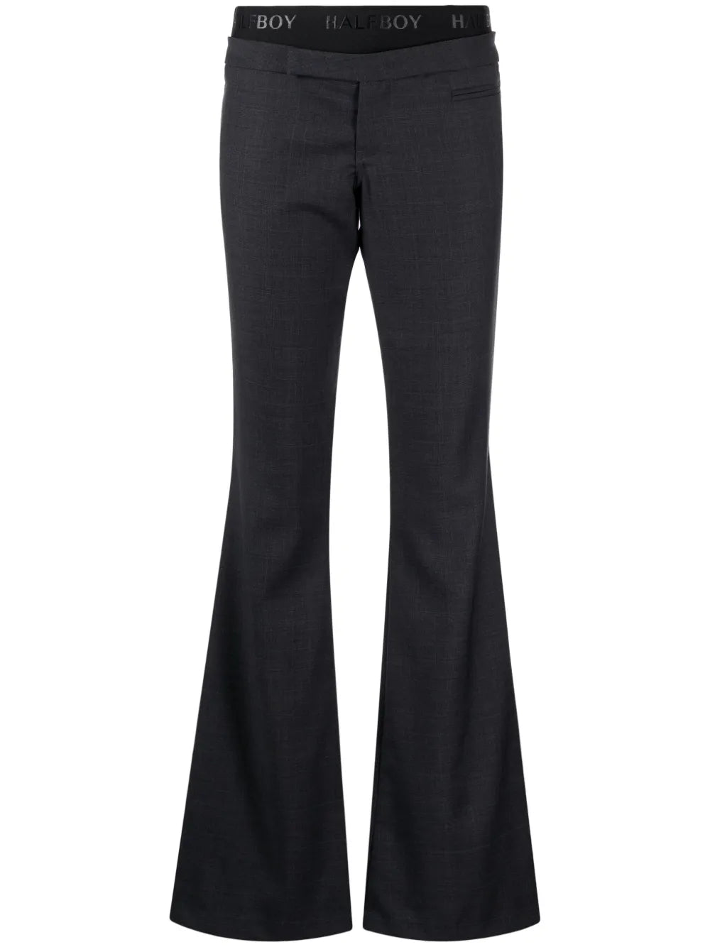 Logo-Waistband Layered-Detail Flared Trousers