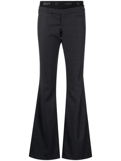 Logo-Waistband Layered-Detail Flared Trousers