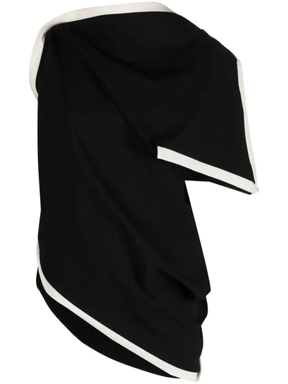 Assembled Asymmetric Draped Blouse