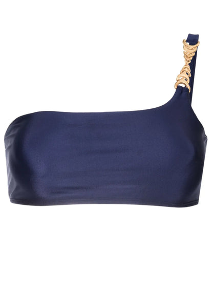 Chain-Link Detailing One-Shoulder Bikini Top