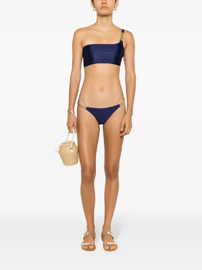 Chain-Link Detailing One-Shoulder Bikini Top