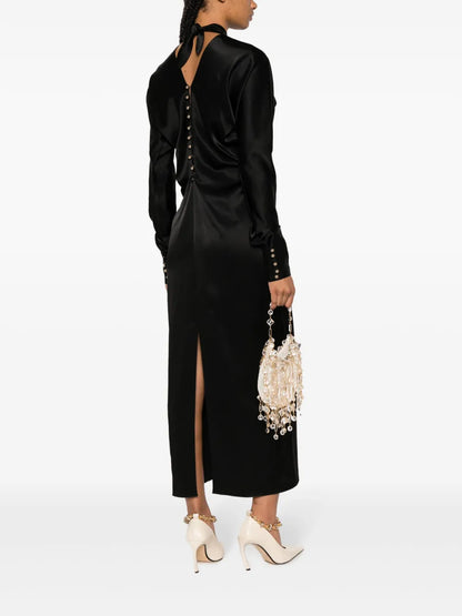 Satin Draped Midi Dress