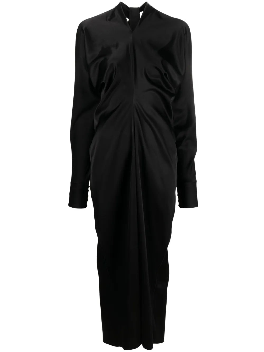 Satin Draped Midi Dress