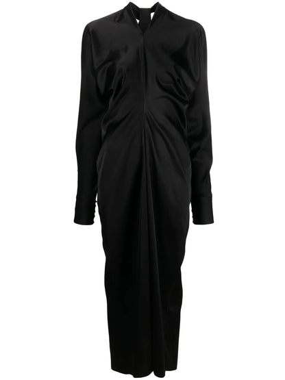 Satin Draped Midi Dress