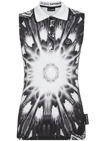 Logo-Print Sleeveless Polo Top