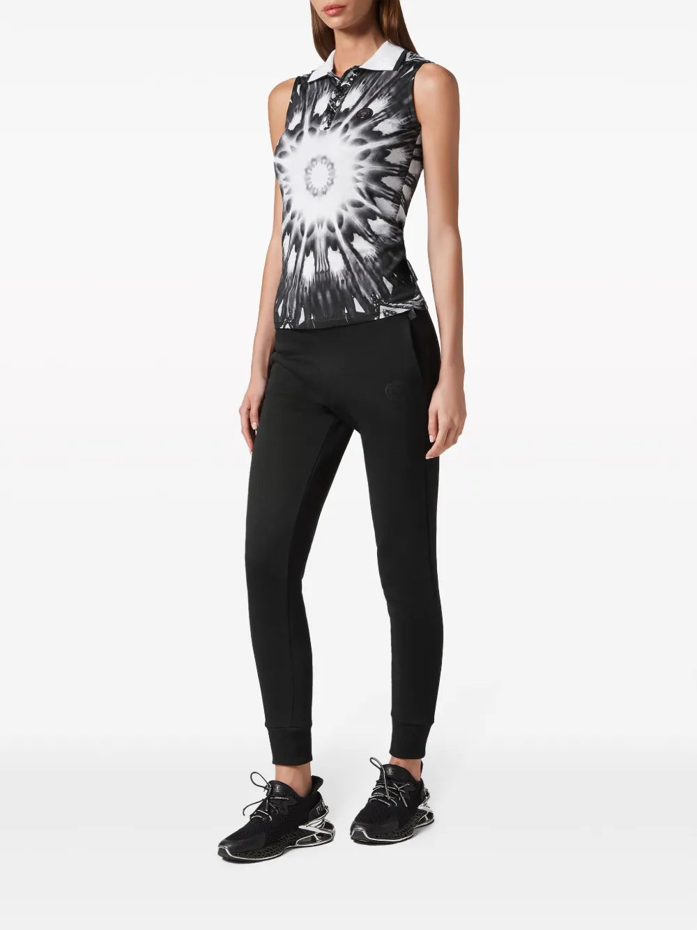 Logo-Print Sleeveless Polo Top