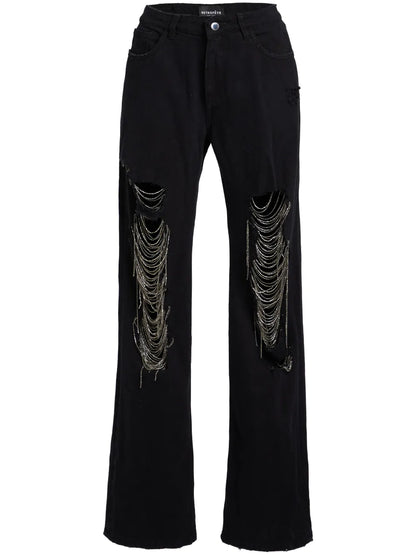 Marlowe Rhinestone-Embellished Straight-Leg Jeans