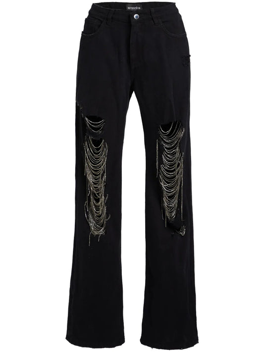 Marlowe Rhinestone-Embellished Straight-Leg Jeans