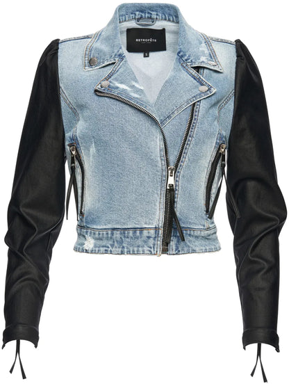 Lo Panelled Denim Biker Jacket