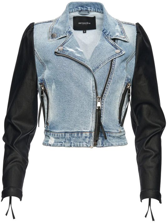 Lo Panelled Denim Biker Jacket