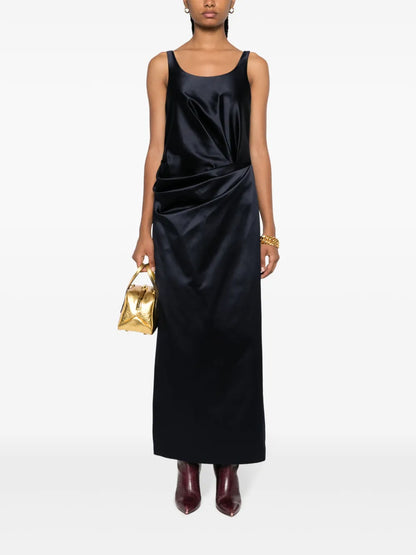 Gathered Silk Dress